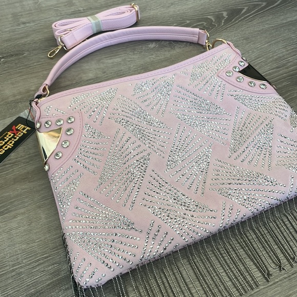 Handbag Express | Pink Suede Bling Bag - Picture 12 of 13